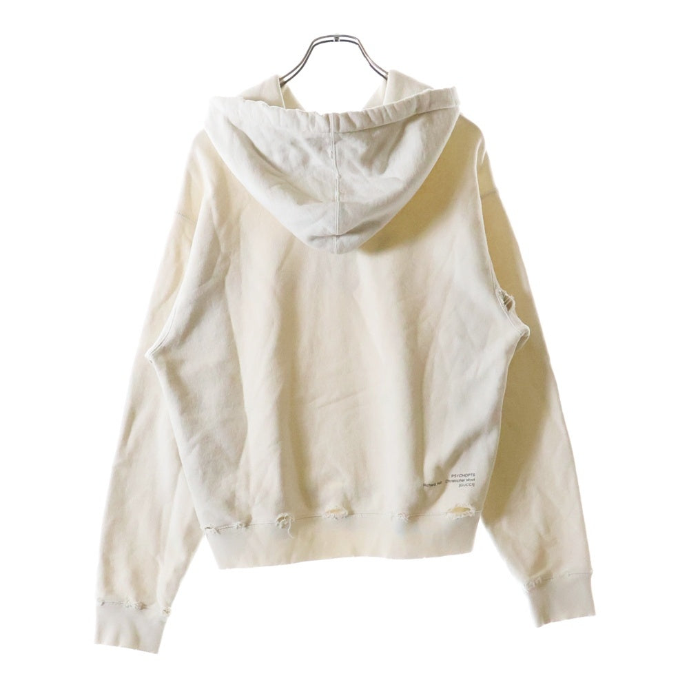 GUCCI(グッチ) 20AW Think/Thank シンク/サンク ダメージ加工 プルオーバースウェットパーカー フーディ ホワイト 634674 XJCXL