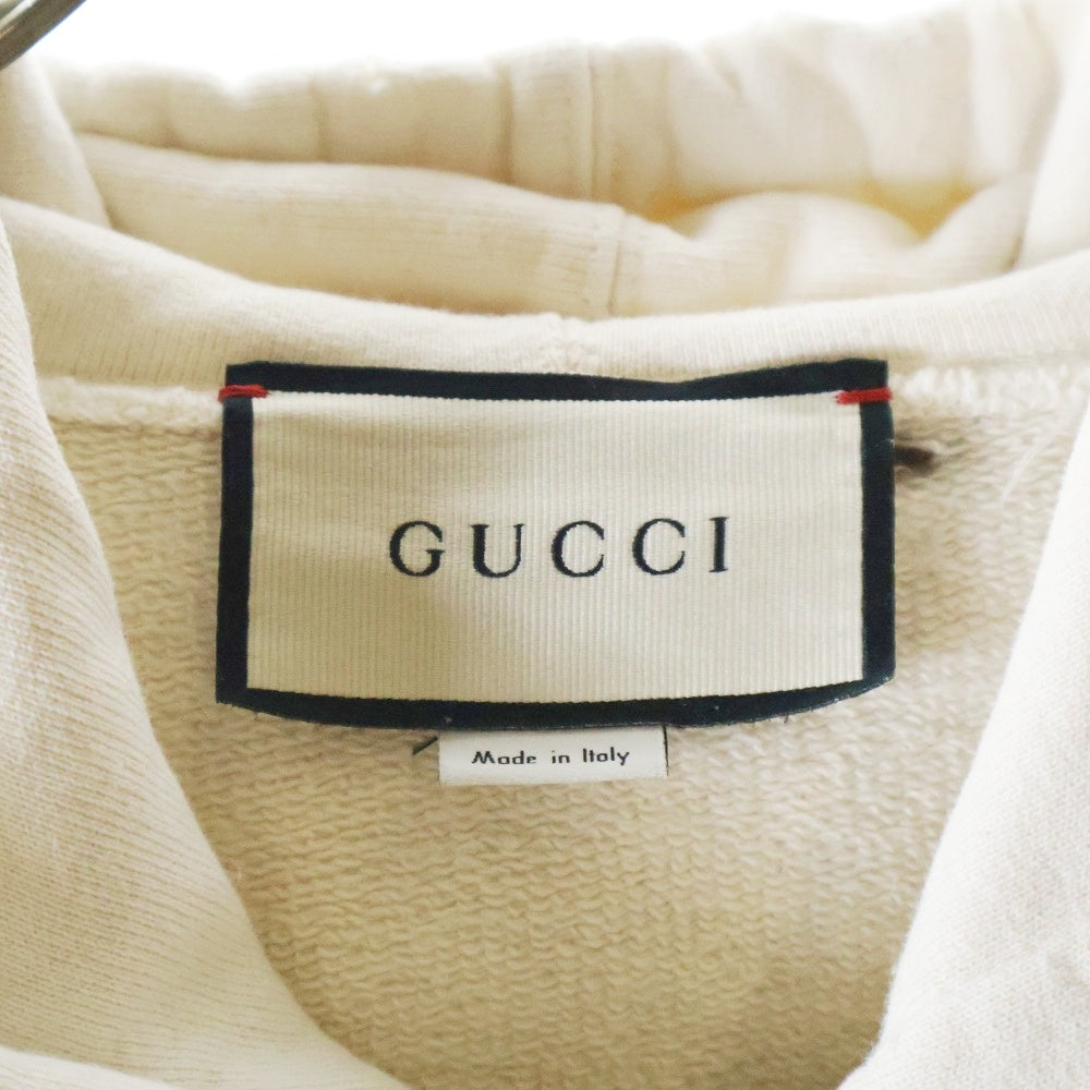 GUCCI(グッチ) 20AW Think/Thank シンク/サンク ダメージ加工 プルオーバースウェットパーカー フーディ ホワイト 634674 XJCXL