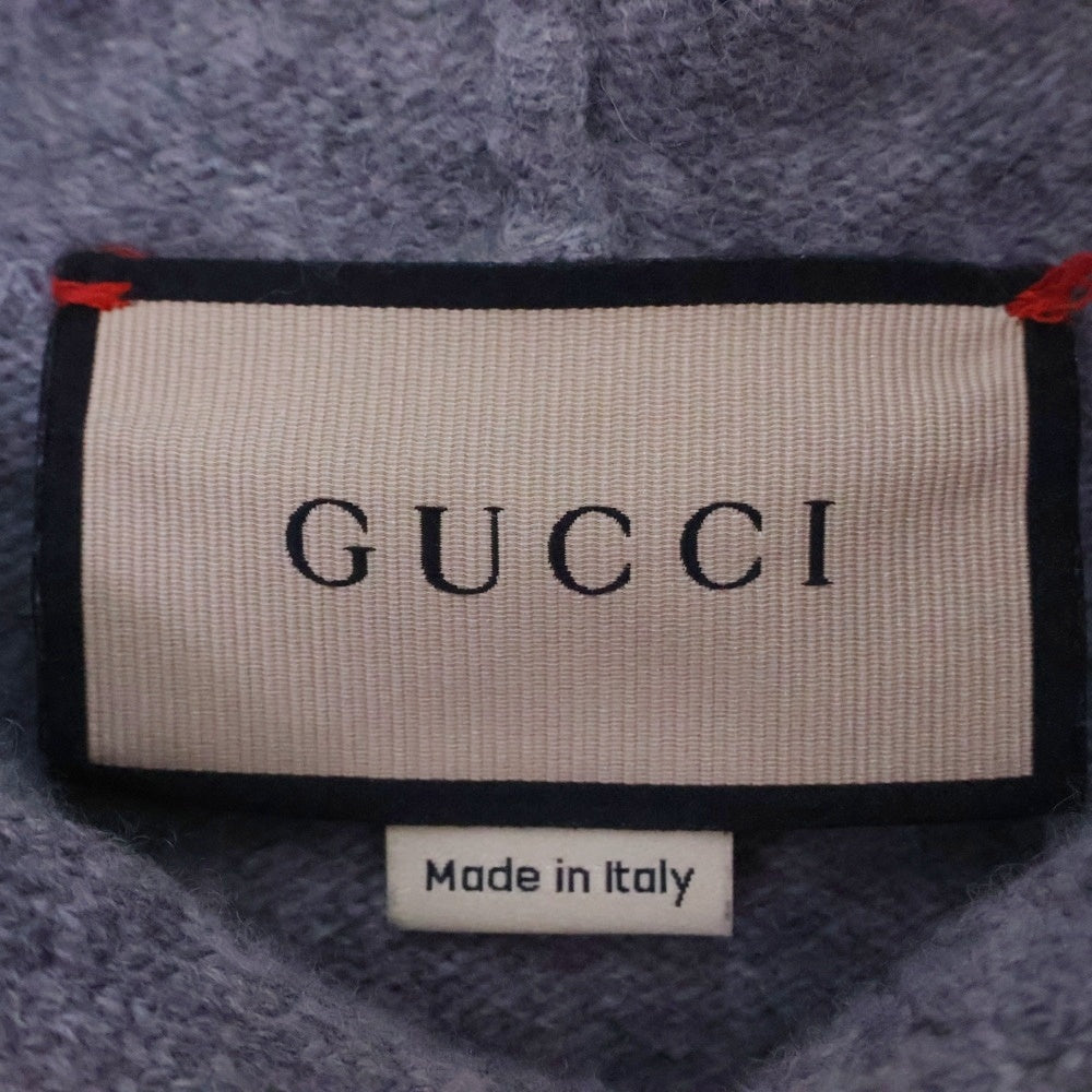 GUCCI(グッチ) ロゴ エンブロイダリー ウール プルオーバースウェットパーカー グレー 770169 XKDRU