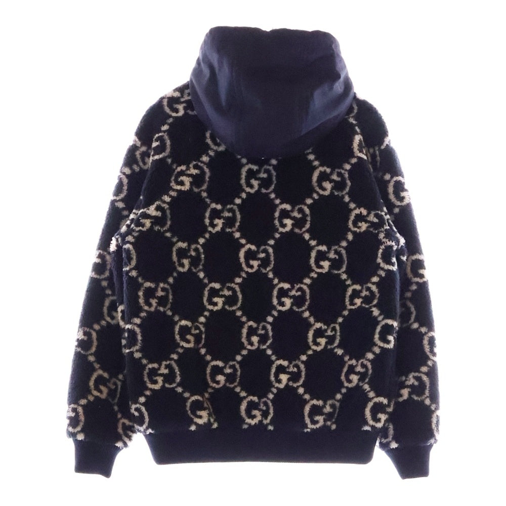 GUCCI(グッチ) GG Fuzzy Fabric Jacquard Jacket GGジャカード ボア ジャケット フーディ ネイビー 771121 XJF4D