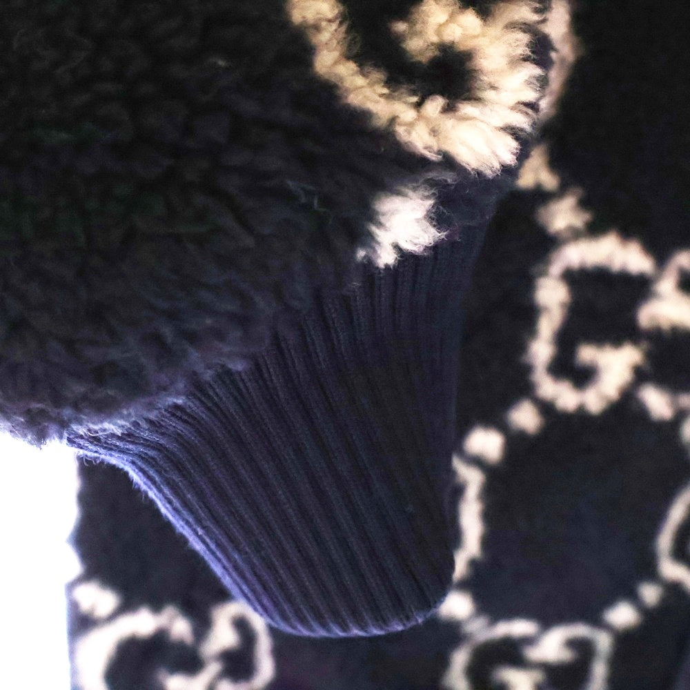 GUCCI(グッチ) GG Fuzzy Fabric Jacquard Jacket GGジャカード ボア ジャケット フーディ ネイビー 771121 XJF4D