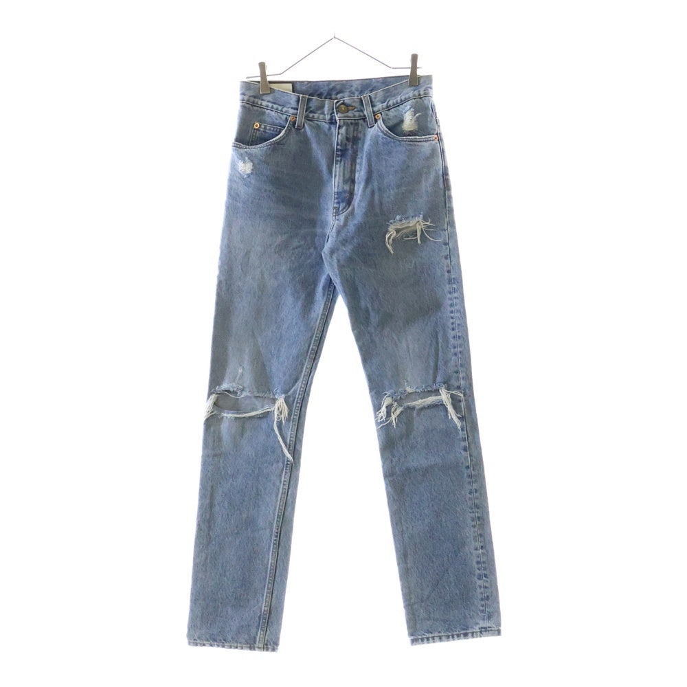 GUCCI(グッチ) ダメージ加工 ブリーチドリップドオーガニック デニムパンツ ジーンズ インディゴ 623953 XDBFM