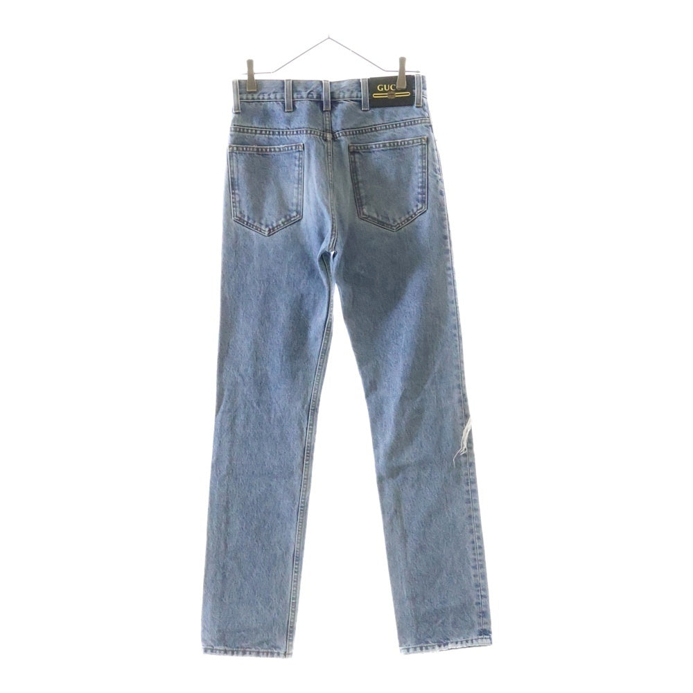 GUCCI(グッチ) ダメージ加工 ブリーチドリップドオーガニック デニムパンツ ジーンズ インディゴ 623953 XDBFM