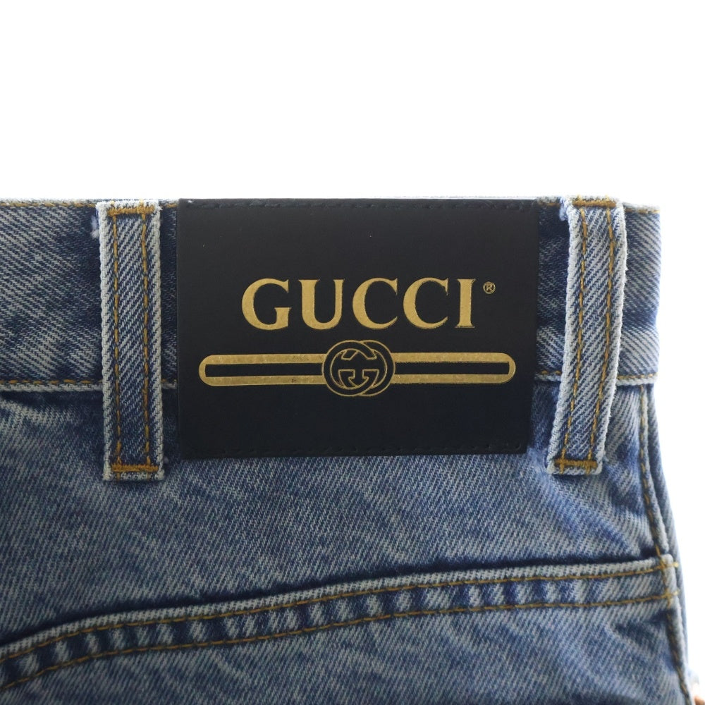 GUCCI(グッチ) ダメージ加工 ブリーチドリップドオーガニック デニムパンツ ジーンズ インディゴ 623953 XDBFM