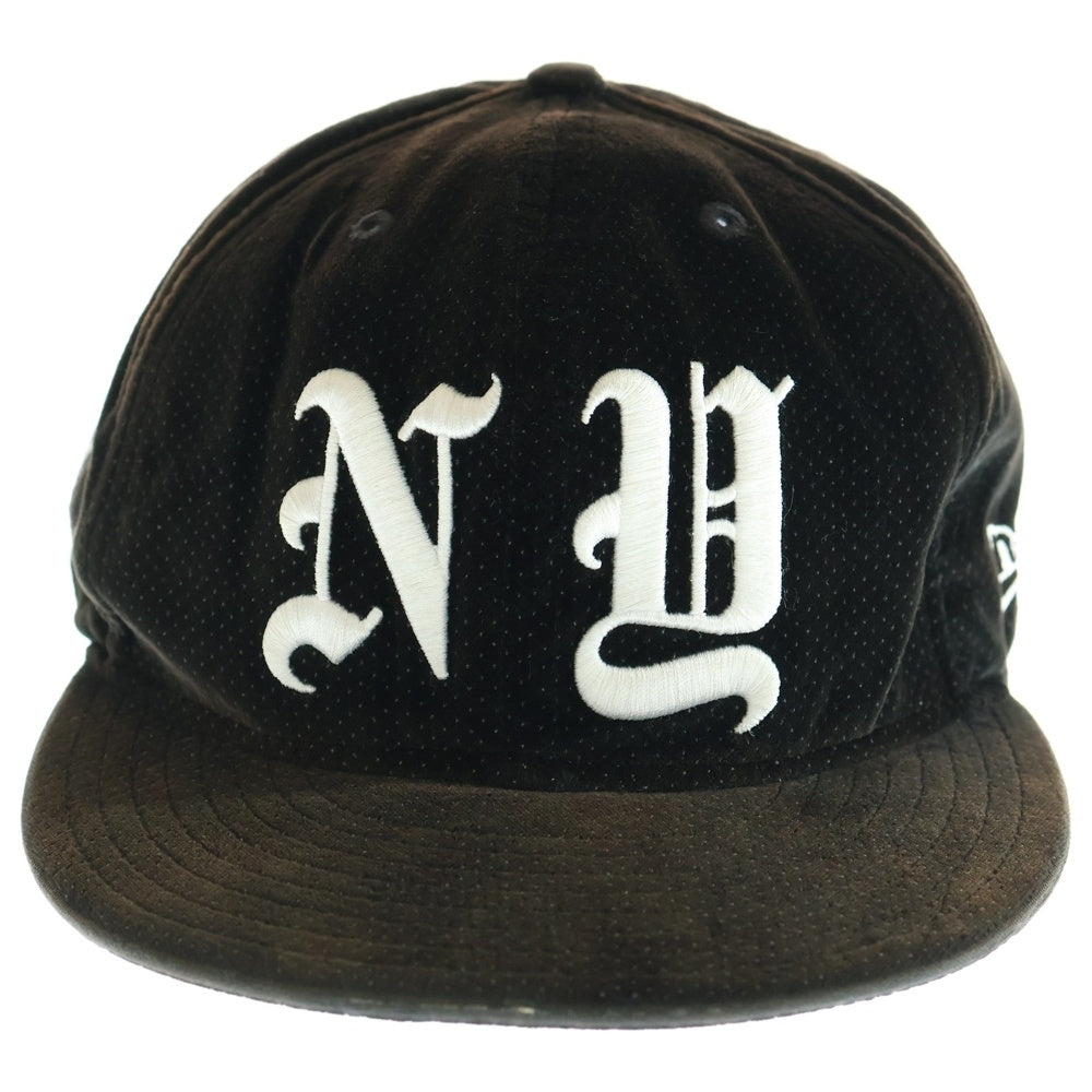 SUPREME(シュプリーム) ×NEW Era 59FIFTY ニューエラ NYロゴ ベロア ベースボールキャップ 帽子 ブラック