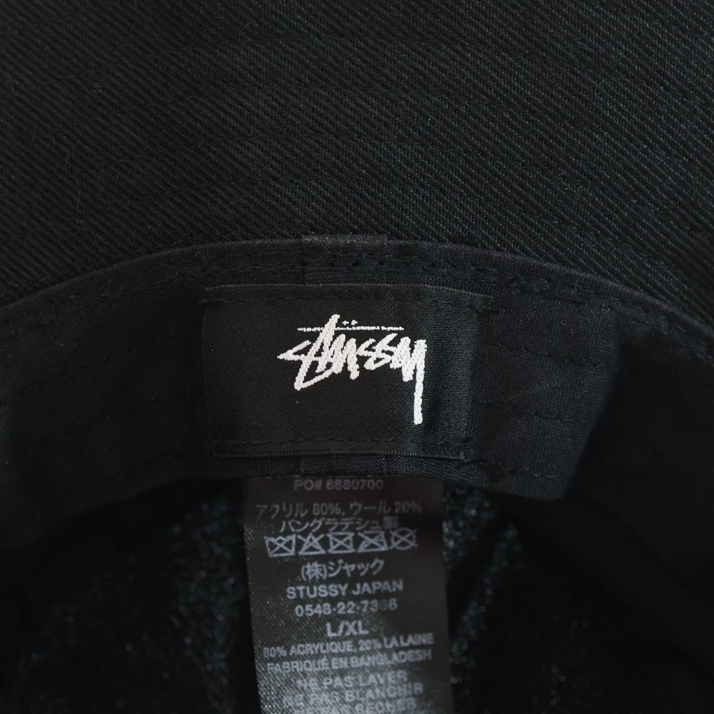 STUSSY(ステューシー) 22AW Big Stock Bucket Hat ビッグストックロゴ 刺繍 バケットハット ブラック