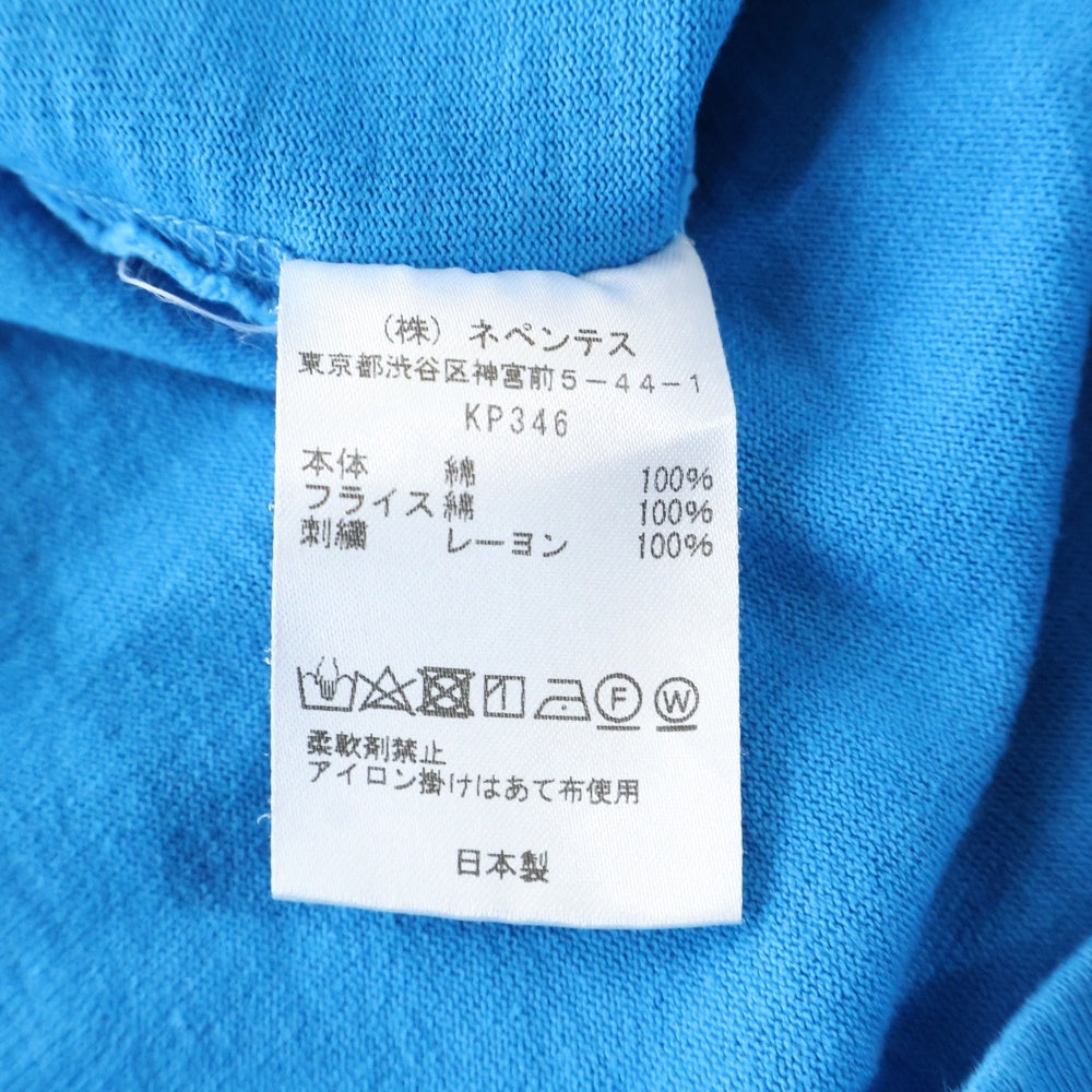 Needles(ニードルス) 22SS Papillon embroidery ロゴ刺繍半袖Tシャツ カットソー ブルー KP346