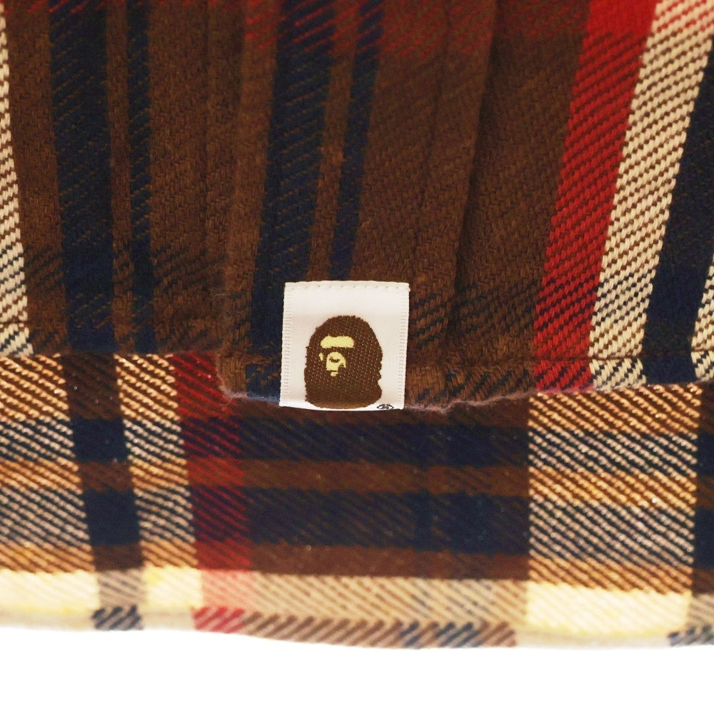 A BATHING APE(アベイシングエイプ) CHECK CPO ラブジェネチェック コットン 長袖シャツ ブラウン