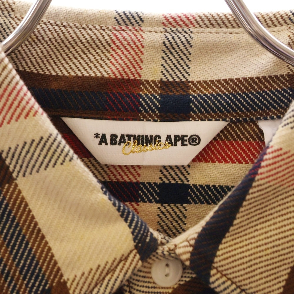 A BATHING APE(アベイシングエイプ) CHECK CPO ラブジェネチェック コットン 長袖シャツ ブラウン