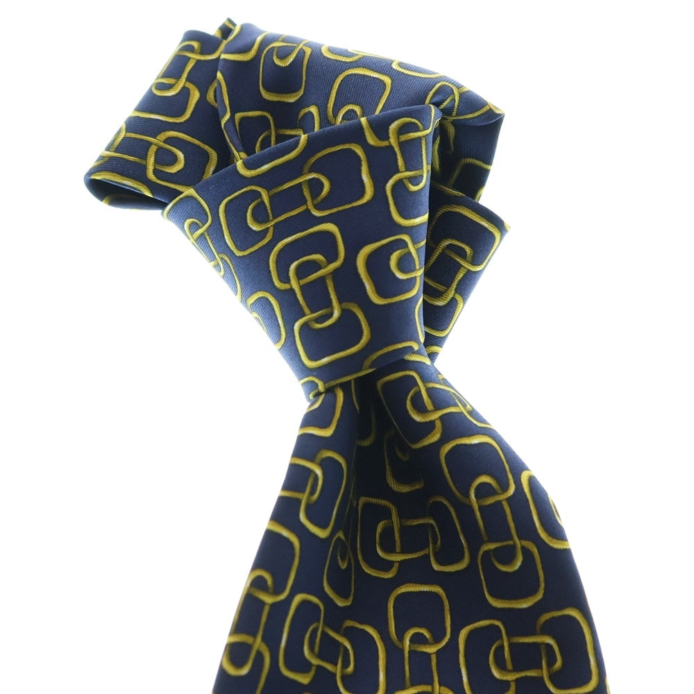 GUCCI(グッチ) 鎖柄 総柄 ネクタイ ゴールド/ネイビー