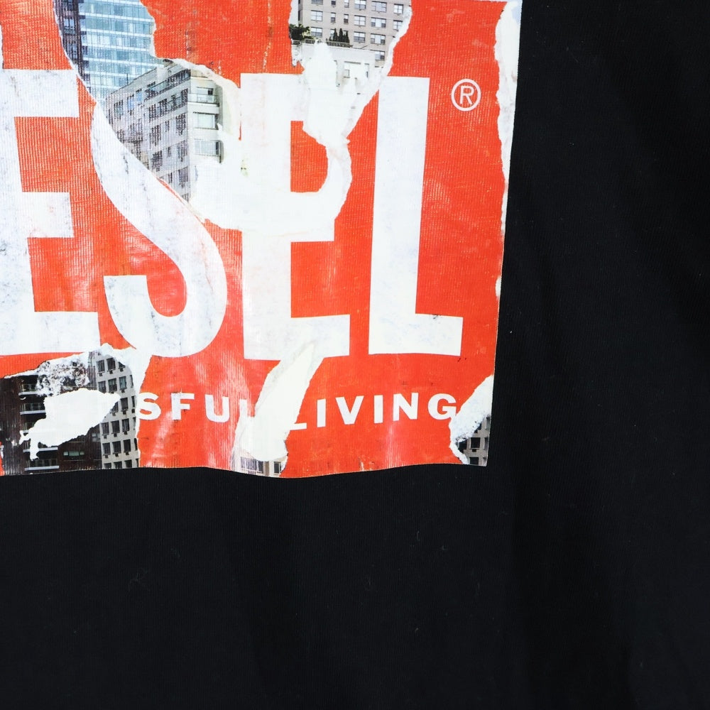 DIESEL(ディーゼル) T-HILARY-L1 ロゴプリント 長袖Tシャツ ブラック A12541 レディース