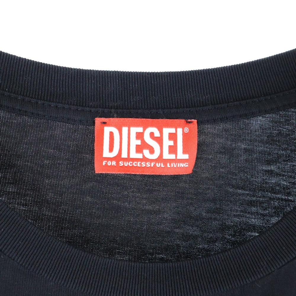 DIESEL(ディーゼル) T-HILARY-L1 ロゴプリント 長袖Tシャツ ブラック A12541 レディース