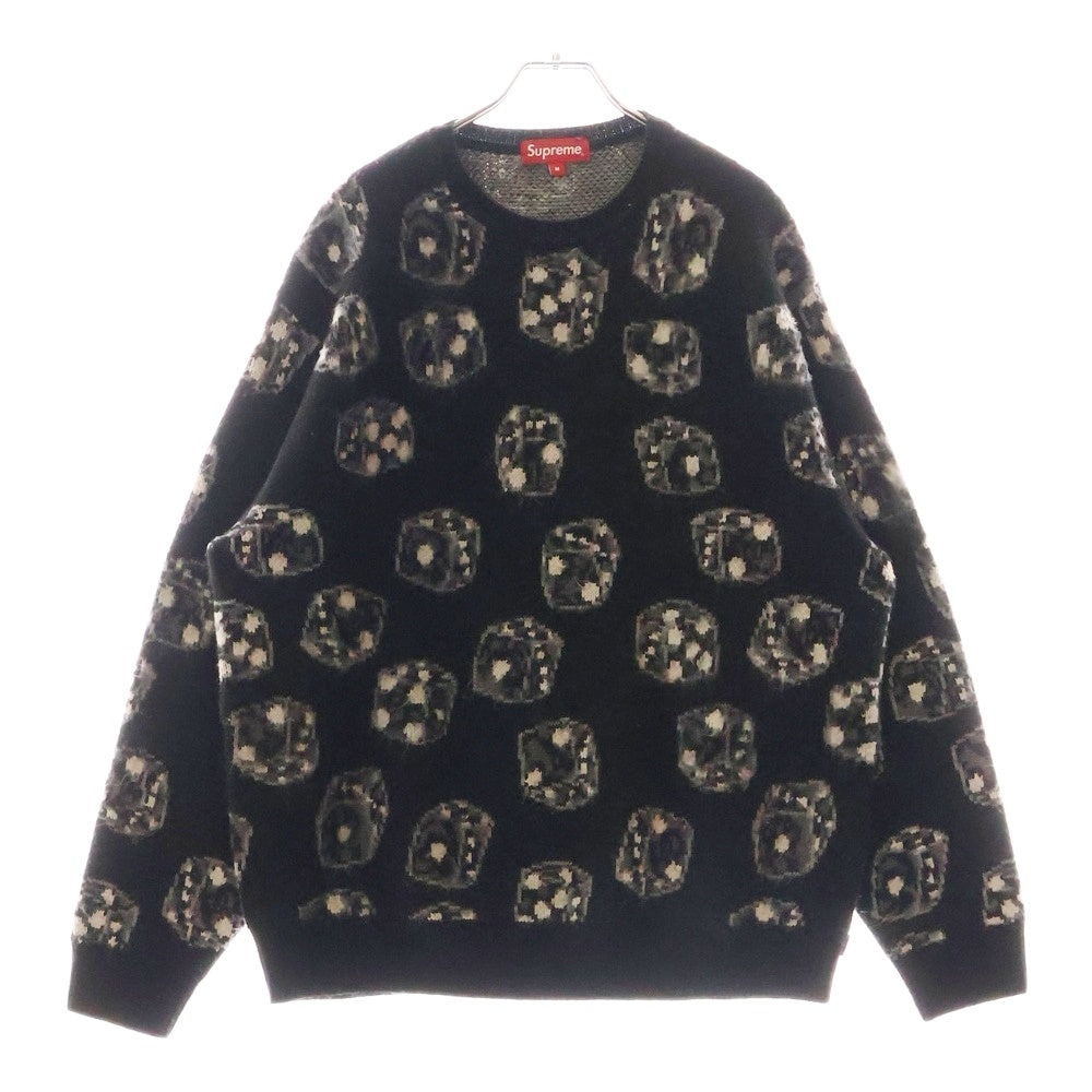 SUPREME(シュプリーム) 22AW Dice Sweater ダイス柄 クルーネック 長袖ニット セーター ブラック
