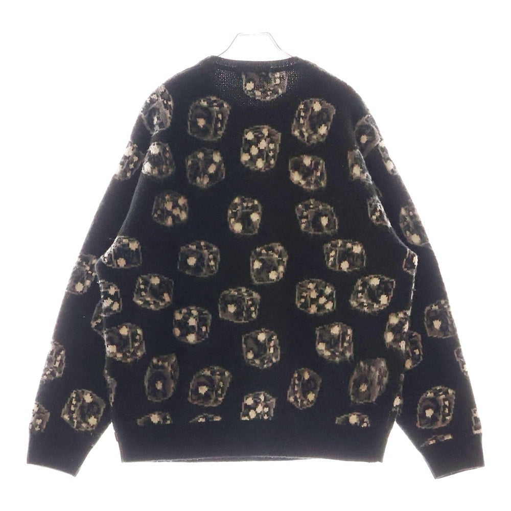 SUPREME(シュプリーム) 22AW Dice Sweater ダイス柄 クルーネック 長袖ニット セーター ブラック