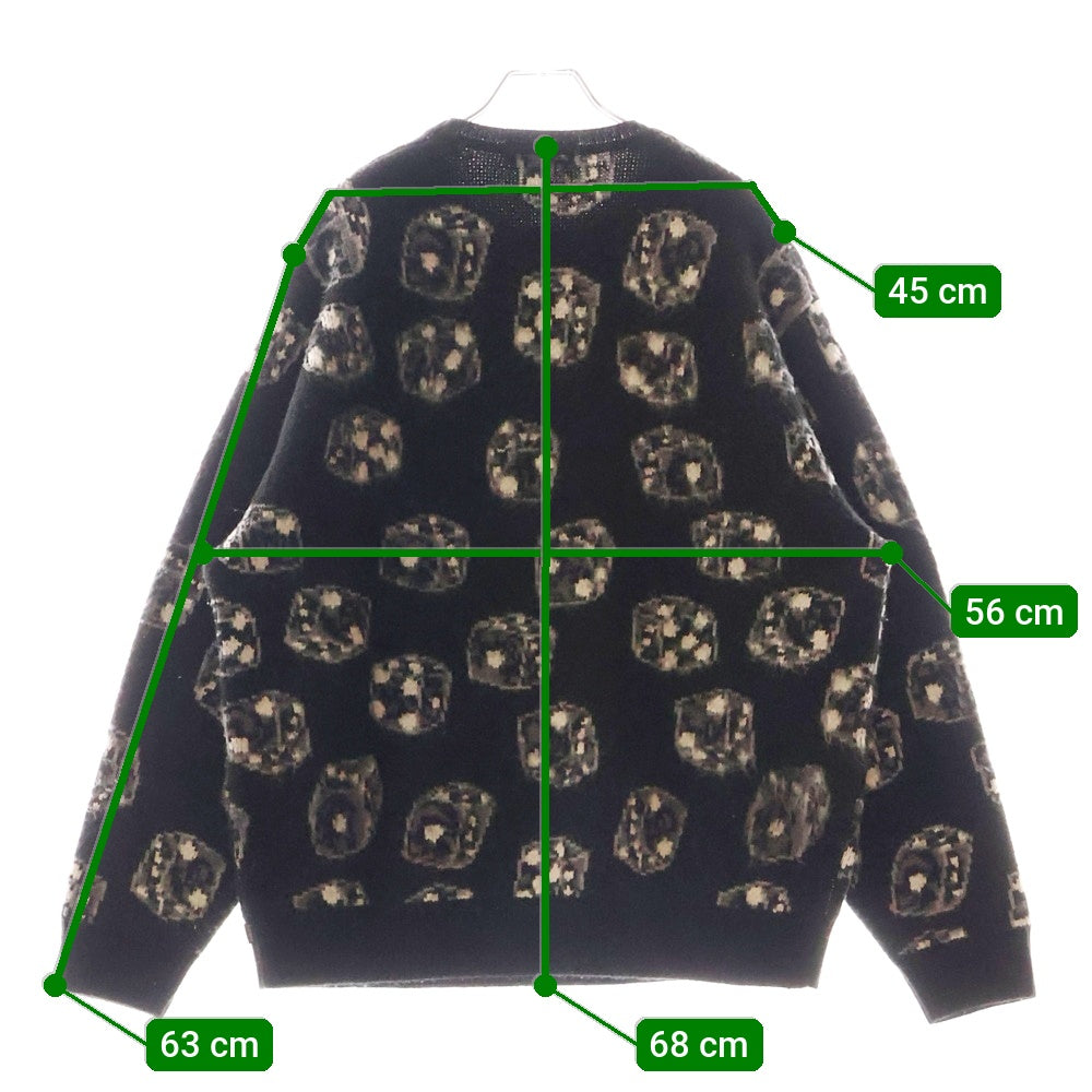 SUPREME(シュプリーム) 22AW Dice Sweater ダイス柄 クルーネック 長袖ニット セーター ブラック