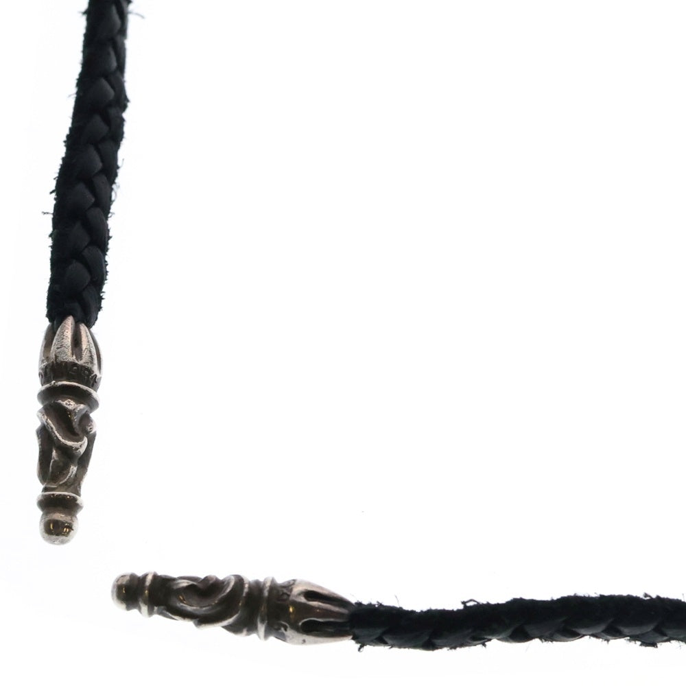 CHROME HEARTS(クロムハーツ) LEATHER BRAID SCROLL ネックレス レザーブレイドネックレス ブラック/シルバー BCA377