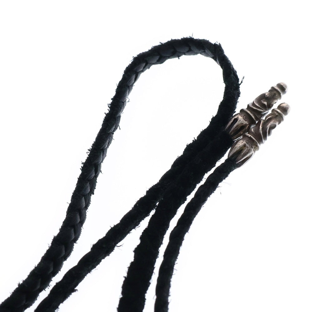CHROME HEARTS(クロムハーツ) LEATHER BRAID SCROLL ネックレス レザーブレイドネックレス ブラック/シルバー BCA377