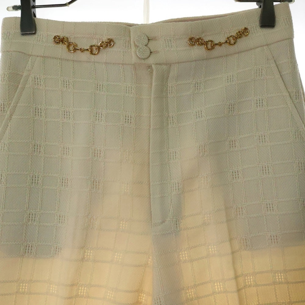 GUCCI(グッチ) 19AW ホースビット ツイード センダープレス ワイドフレアパンツ ホワイト 631418 ZAD93