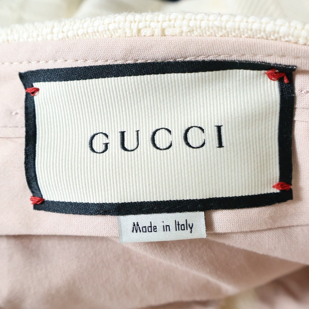 GUCCI(グッチ) 19AW ホースビット ツイード センダープレス ワイドフレアパンツ ホワイト 631418 ZAD93