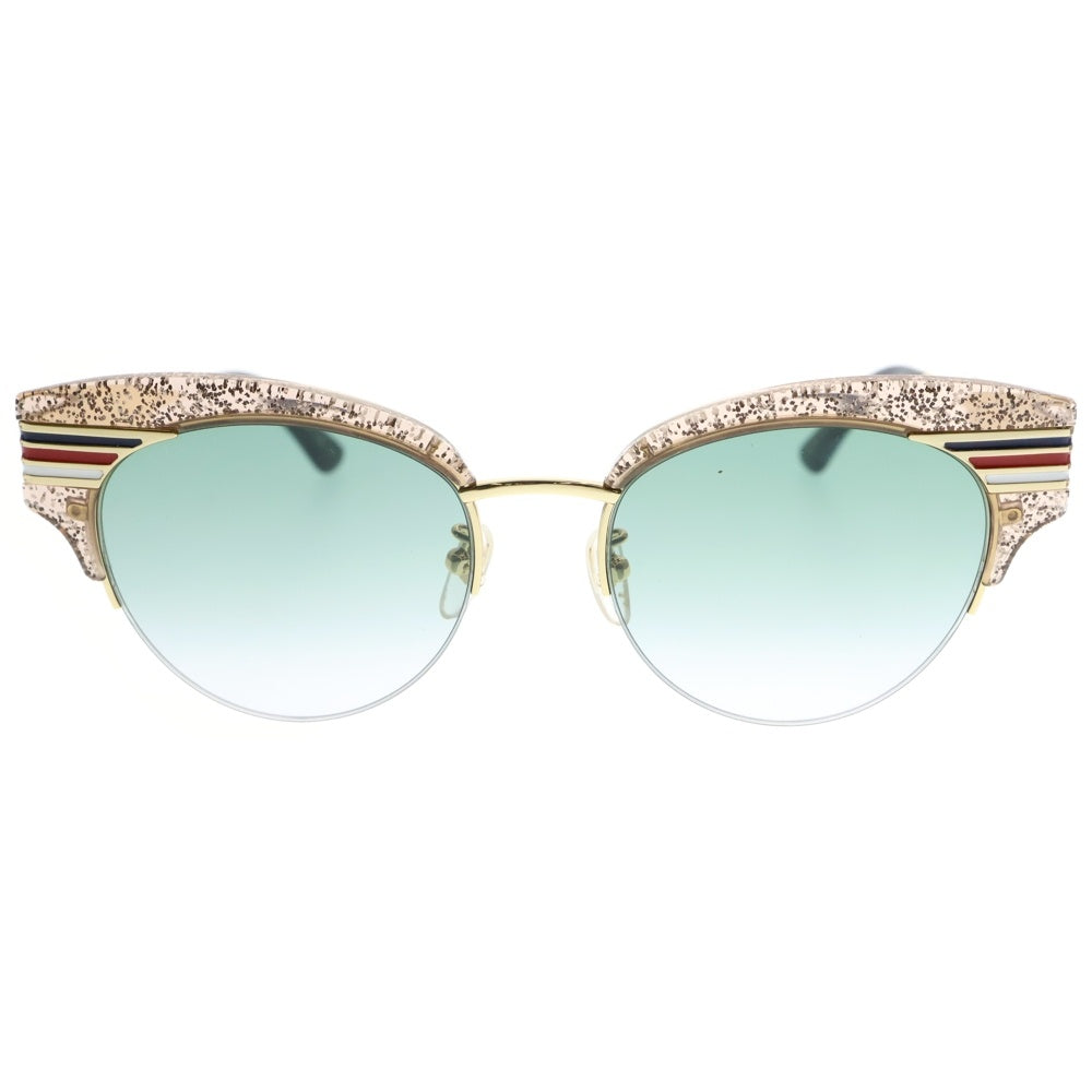 GUCCI(グッチ) Cat Eye キャットアイ グリッター ラメ トリコロール サングラス アイウェア 眼鏡 パープル/ゴールド GG0283S