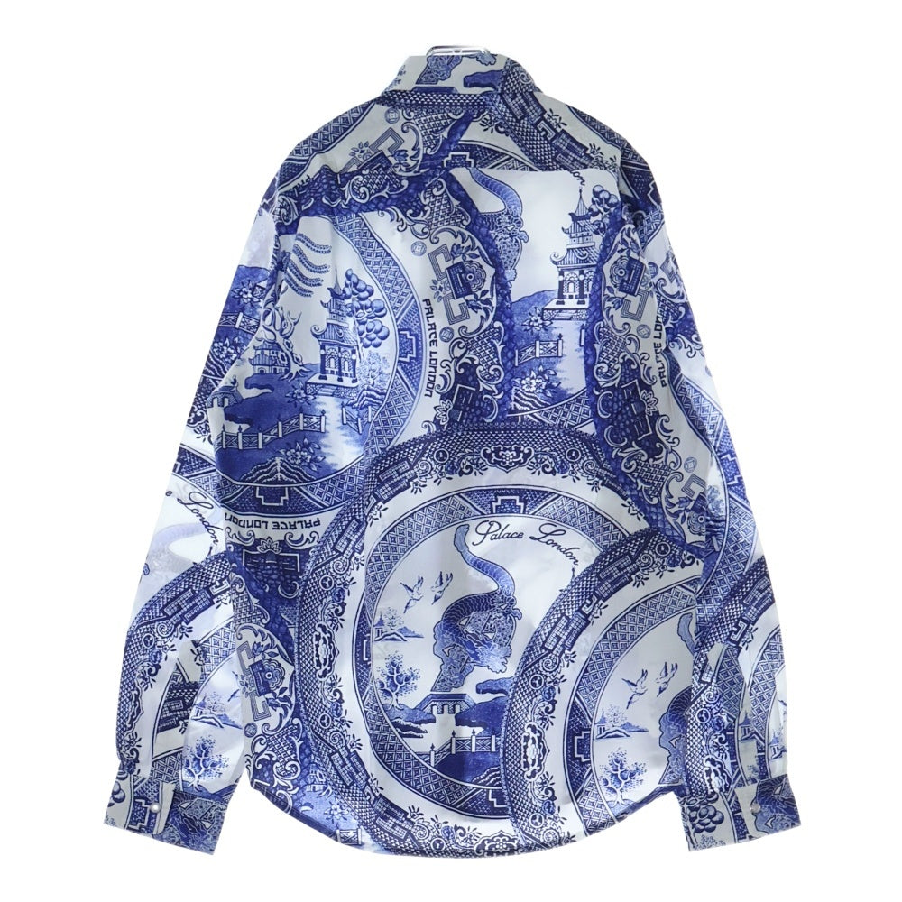 Palace Skateboards(パレススケートボーズ) 22SS China Plate Shirt チャイナ プレート 長袖シャツ ホワイト/ブルー P22SHT111