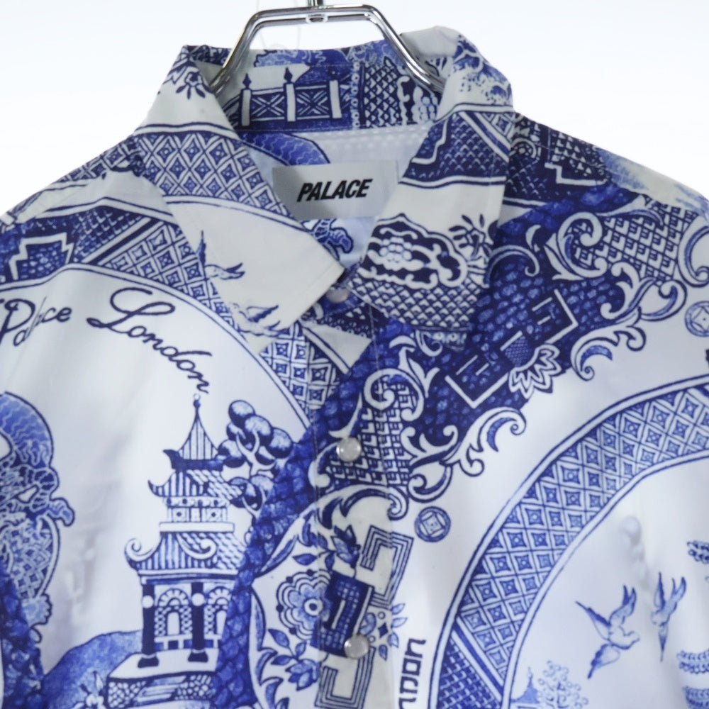 Palace Skateboards(パレススケートボーズ) 22SS China Plate Shirt チャイナ プレート 長袖シャツ ホワイト/ブルー P22SHT111