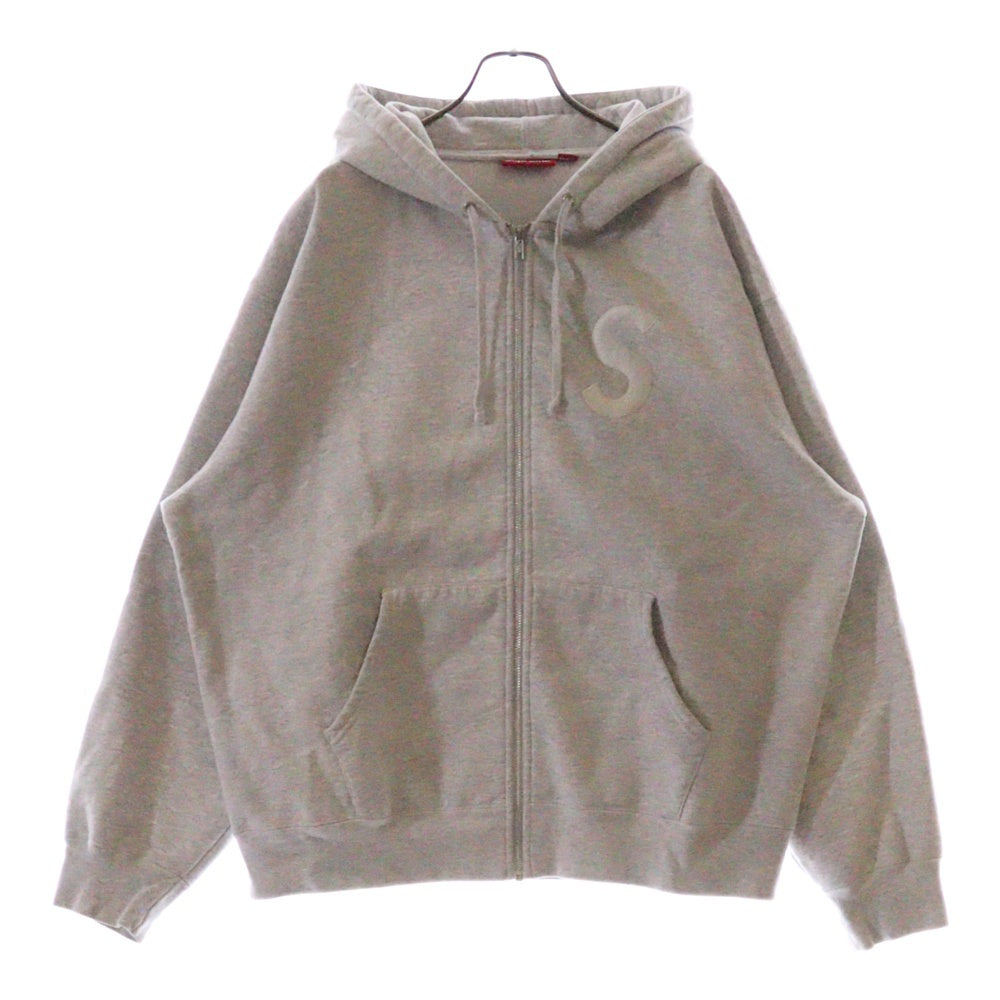 SUPREME(シュプリーム) 24AW S Logo Zip Up Hooded Sweatshirt Sロゴ刺繍 ジップアップ スウェットパーカー フーディー アッシュグレー