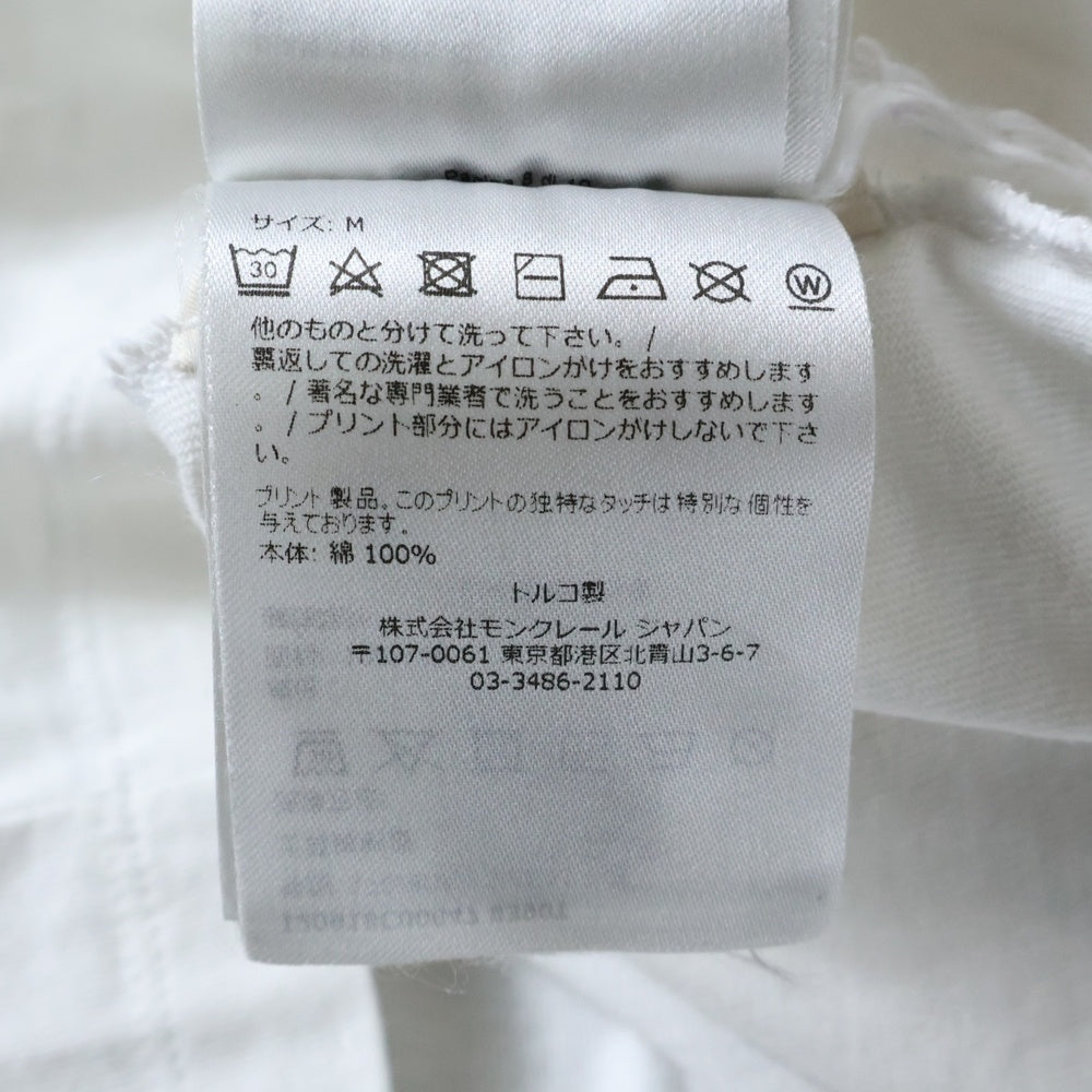 MONCLER(モンクレール) 23AW T-SHIRT フロッキープリント ロゴワッペン クルーネック 半袖Tシャツ ホワイト I20918C00047 8390T