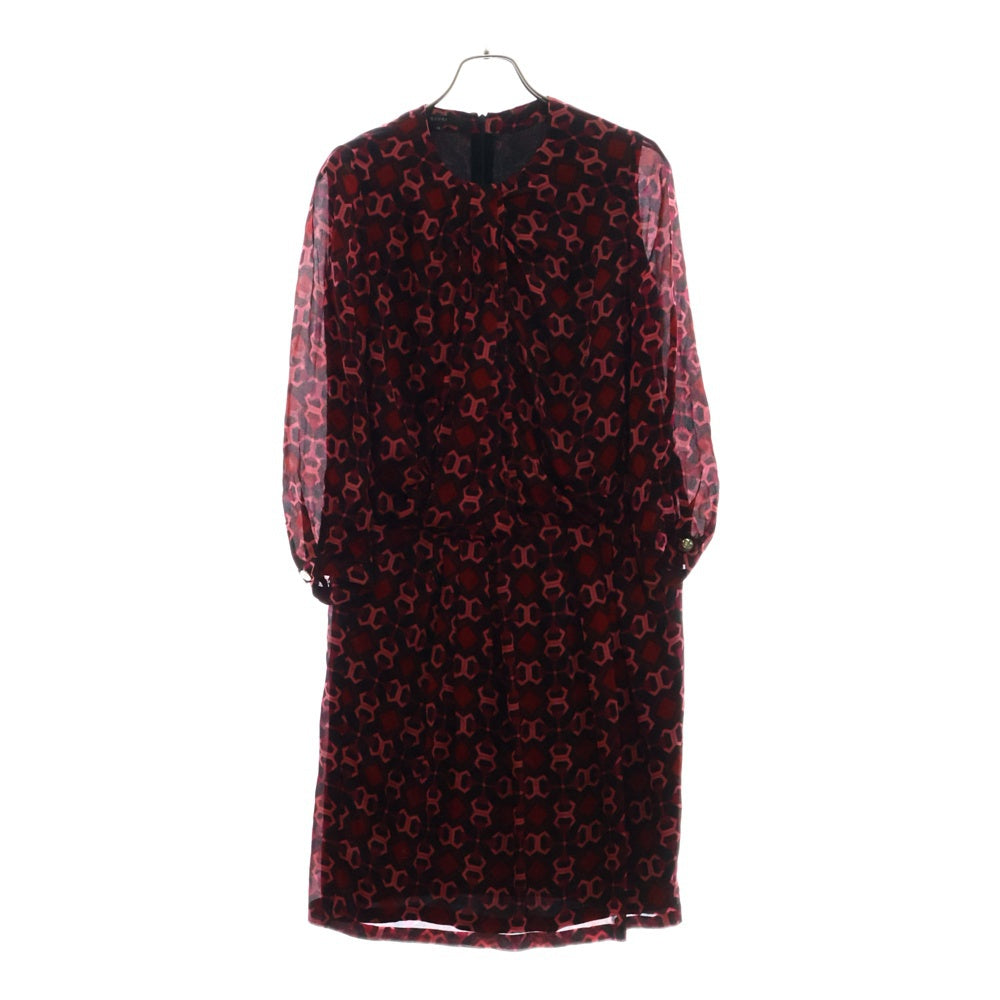 GUCCI(グッチ) 総柄 シルク ロングワンピース レッド 180756 ZQ510 レディース