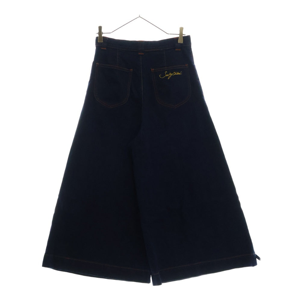 SEE BY CHLOE(シーバイクロエ) 17SS HIGH WAIST FLOWER WIDO DENIM PANTS 花刺繍 ハイウエスト ワイド デニムパンツ インディゴ レディース