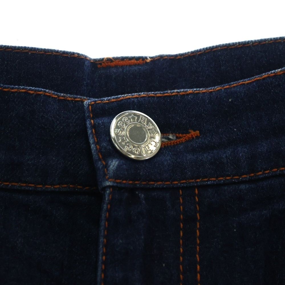 SEE BY CHLOE(シーバイクロエ) 17SS HIGH WAIST FLOWER WIDO DENIM PANTS 花刺繍 ハイウエスト ワイド デニムパンツ インディゴ レディース
