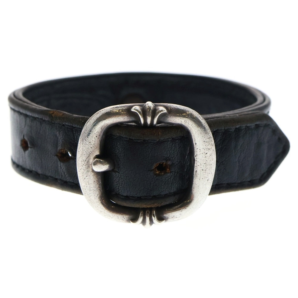 CHROME HEARTS(クロムハーツ) GUNSLINGER ガンスリンガー クロスボール レザーブレスレット ブラック/シルバー BCA146