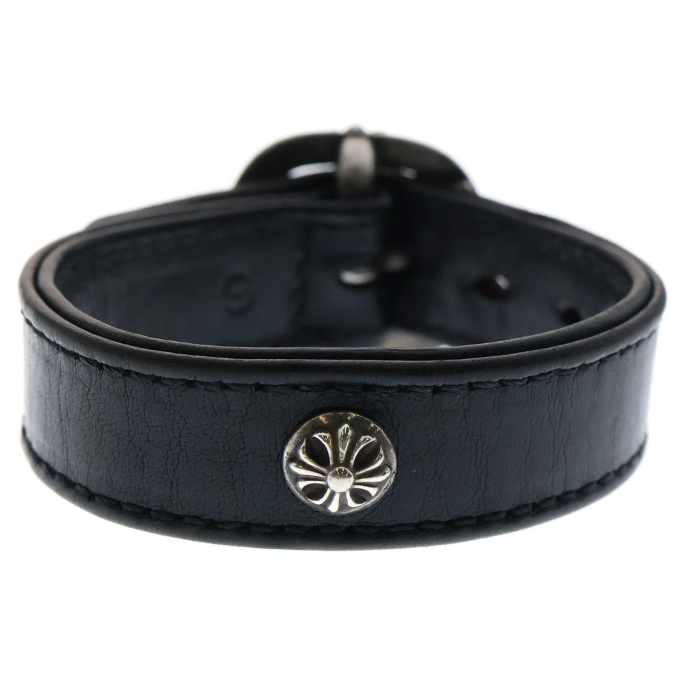 CHROME HEARTS(クロムハーツ) GUNSLINGER ガンスリンガー クロスボール レザーブレスレット ブラック/シルバー BCA146