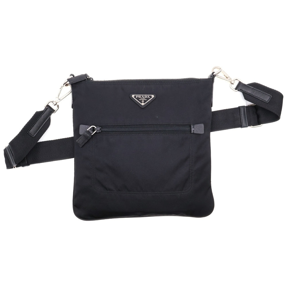 PRADA(プラダ) TESSUTO テスート ロゴ三角プレート ナイロン ショルダーバッグ ブラック