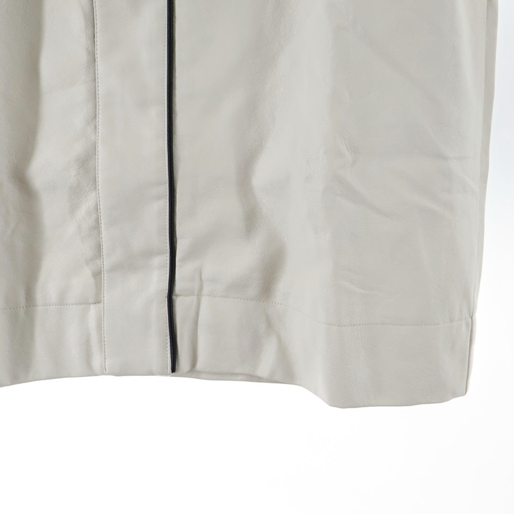 SUPPLIER(サプライヤ) LEATHER BASEBALL SHIRT ロゴ刺繍 レザー ベースボール 半袖シャツ ホワイト