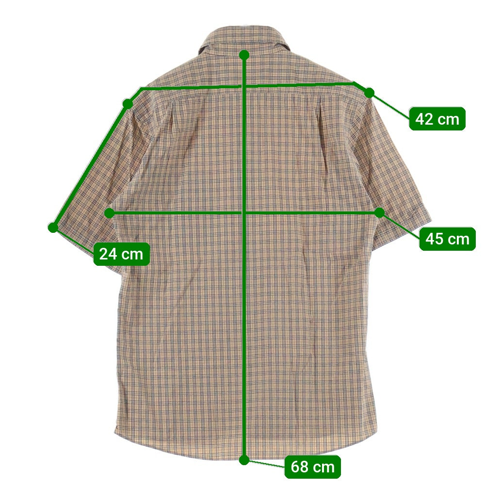 BURBERRY BLACK LABEL(バーバリー ブラックレーベル) ノバチェック 半袖シャツ ブラウン BMW20-901