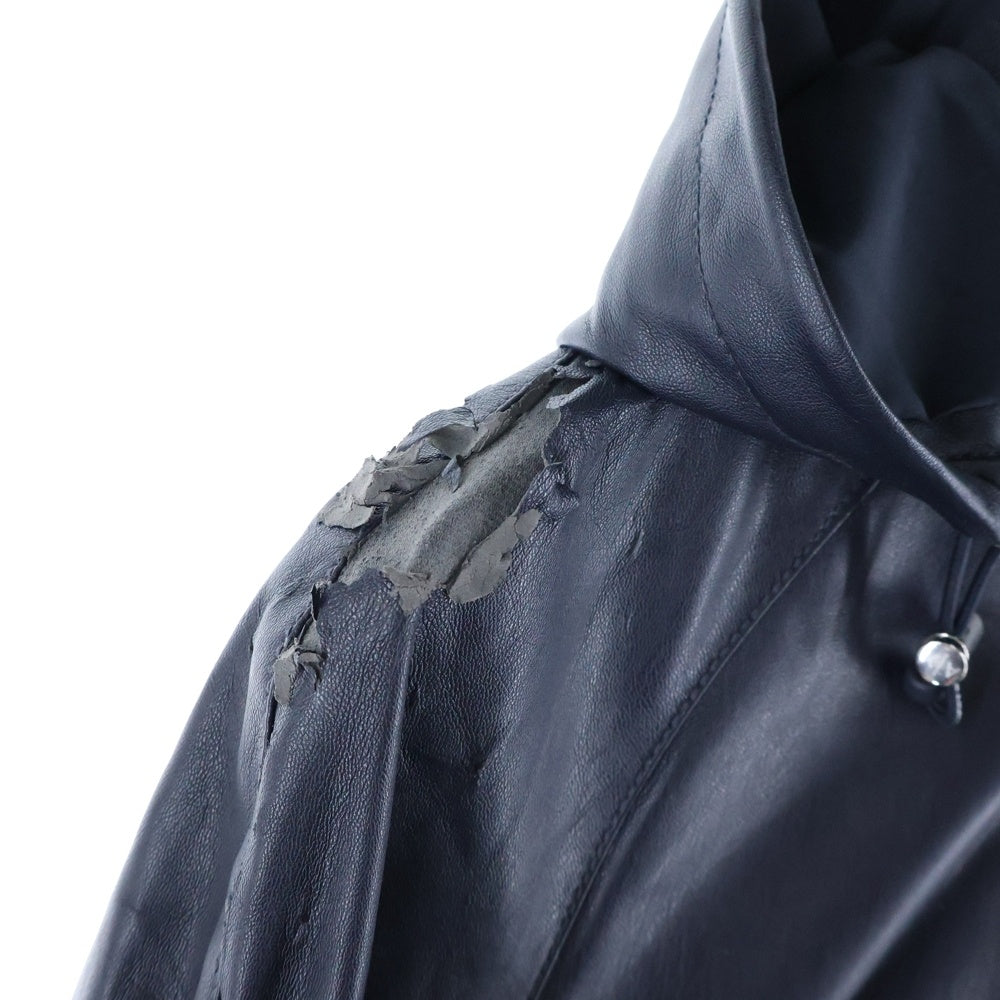 Armani Exchange(アルマーニ エクスチェンジ) ジップアップフーディー レザージャケット ネイビー 3GZB03 ZNAAZ