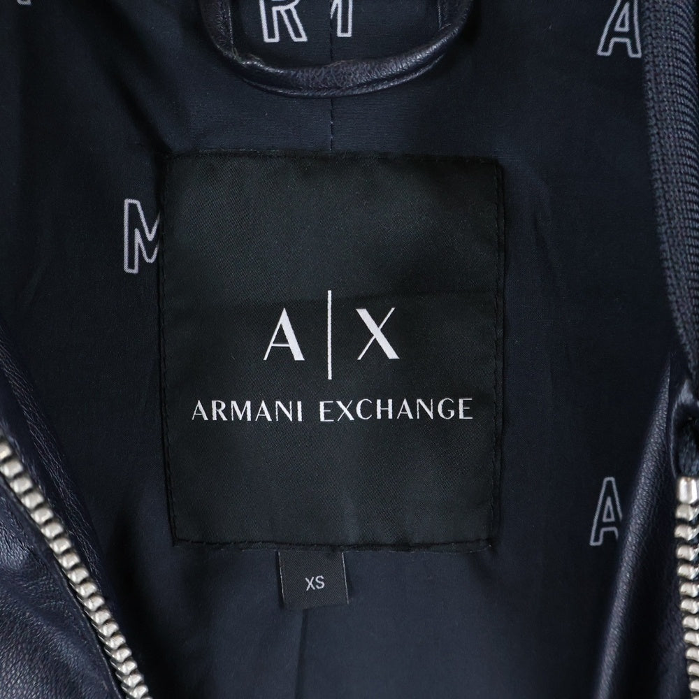 Armani Exchange(アルマーニ エクスチェンジ) ジップアップフーディー レザージャケット ネイビー 3GZB03 ZNAAZ