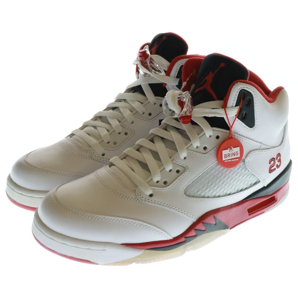 NIKE(ナイキ) 【観賞用2013年製】AIR JORDAN 5 RETRO FIRE RED エアジョーダン5 レトロ ファイアーレッド ハイカットスニーカー ホワイト/レッド US9.5/27.5cm 136027-120