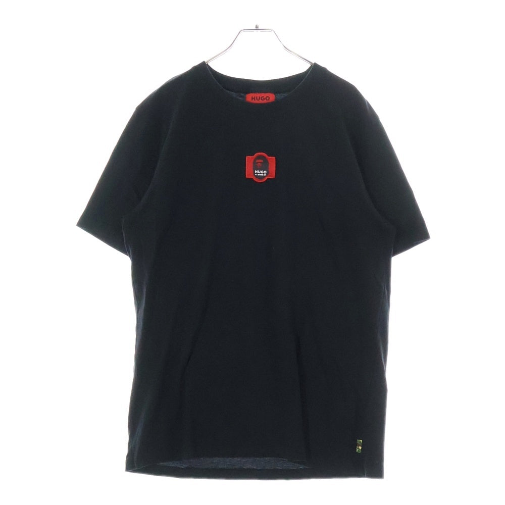 A BATHING APE(アベイシングエイプ) 22SS ×HUGO フロント ロゴワッペン バックプリント 半袖Tシャツ カットソー ブラック