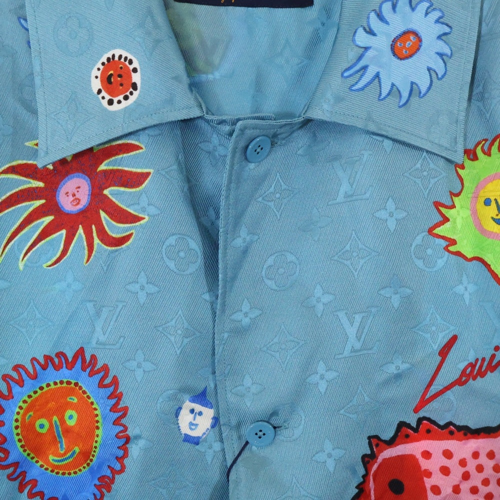 LOUIS VUITTON(ルイヴィトン) 23AW ×YK Monogram Face Art Print Short Sleeve Shirt ×草間彌生 モノグラムフェイス 総柄 アートプリント 半袖シャツ ブルー M232H V36 HOS31W