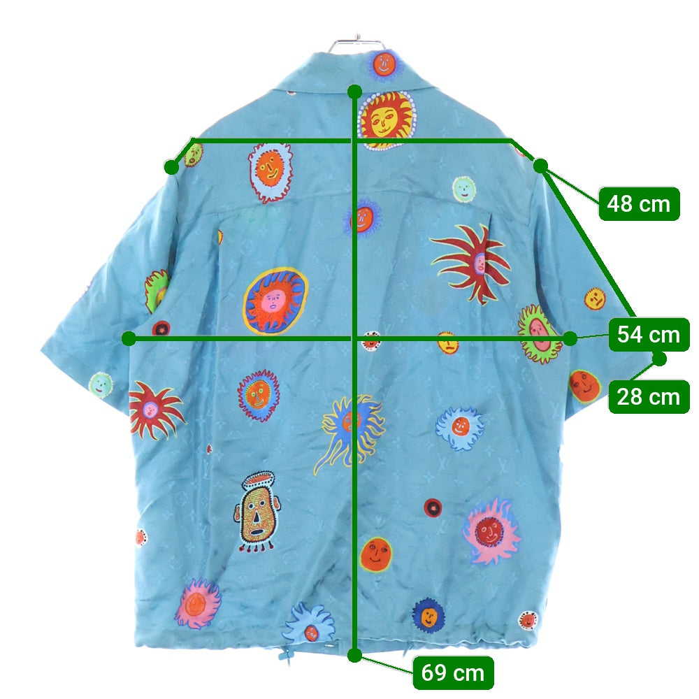 LOUIS VUITTON(ルイヴィトン) 23AW ×YK Monogram Face Art Print Short Sleeve Shirt ×草間彌生 モノグラムフェイス 総柄 アートプリント 半袖シャツ ブルー M232H V36 HOS31W