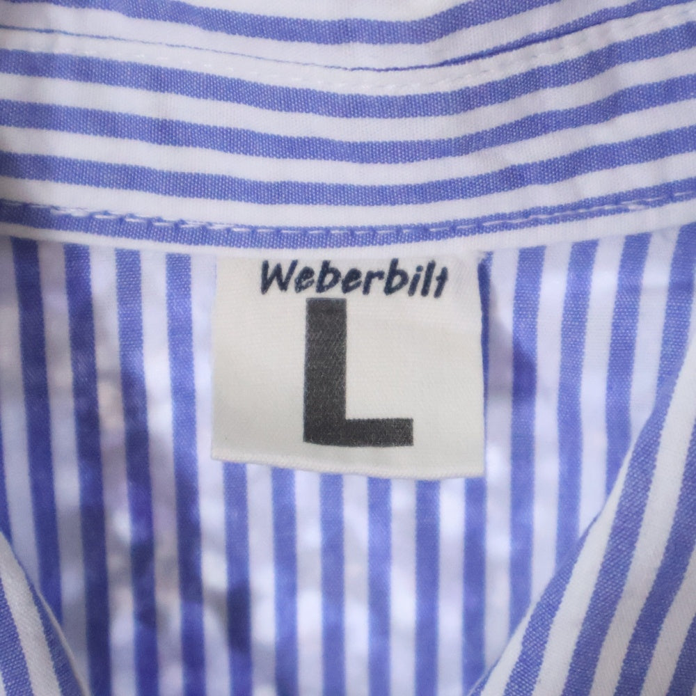 Bruce Weber (ブルースウェーバー) Weberbilt ウェーバービルト フラワープリント切り替え ストライプ 半袖 ウエスタンシャツ ブルー