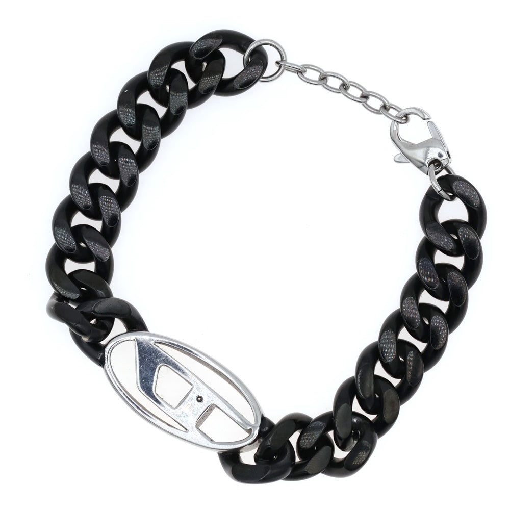 DIESEL(ディーゼル) Stainless Steel Chain Bracelet オーバル Dロゴ ステンレス チェーン ブレスレット シルバー/ブラック