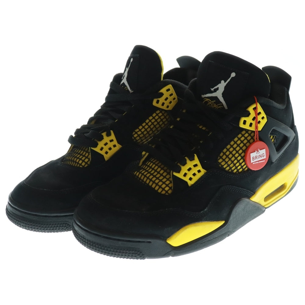 NIKE(ナイキ) AIR JORDAN 4 RETRO THUNDER エアジョーダン 4 レトロ サンダー ハイカットスニーカー ブラック/イエロー US9.5/27.5cm DH6927-017