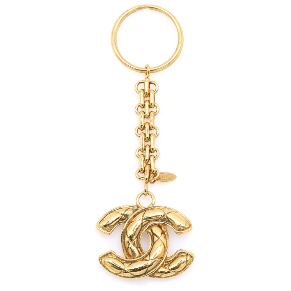CHANEL(シャネル) ヴィンテージ マトラッセ ココマーク キーリング キーホルダー ゴールド