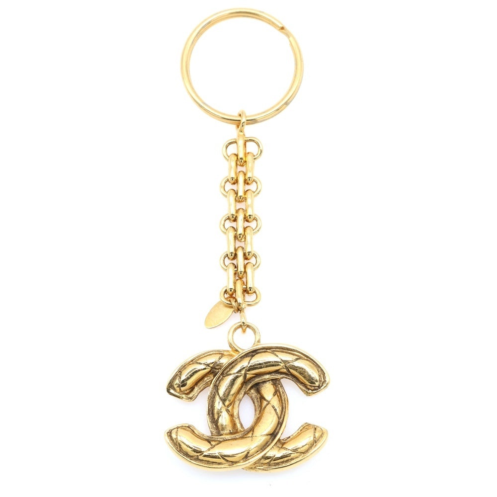 CHANEL(シャネル) ヴィンテージ マトラッセ ココマーク キーリング キーホルダー ゴールド