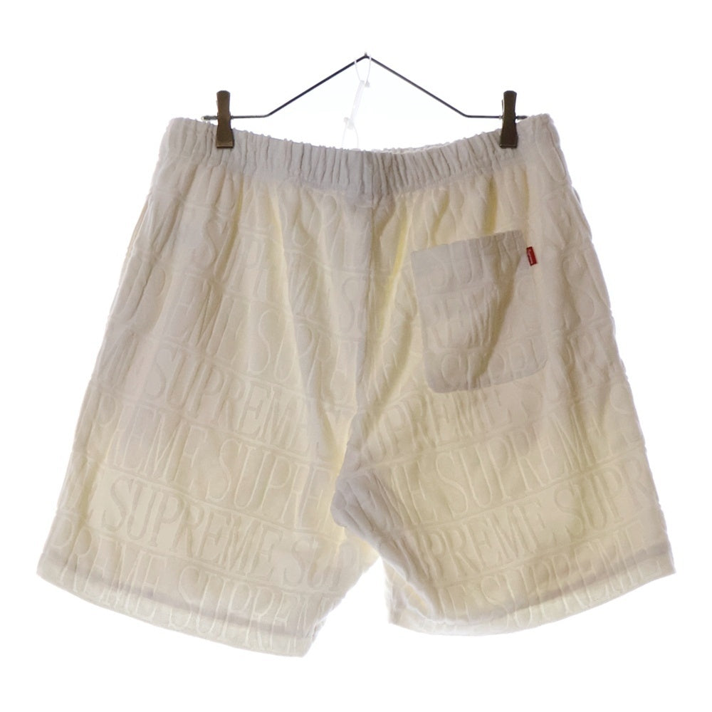 SUPREME(シュプリーム) 17SS Logo Stripe Terry Short ロゴ ストライプ テリー パイル地 ショーツ ハーフパンツ ホワイト