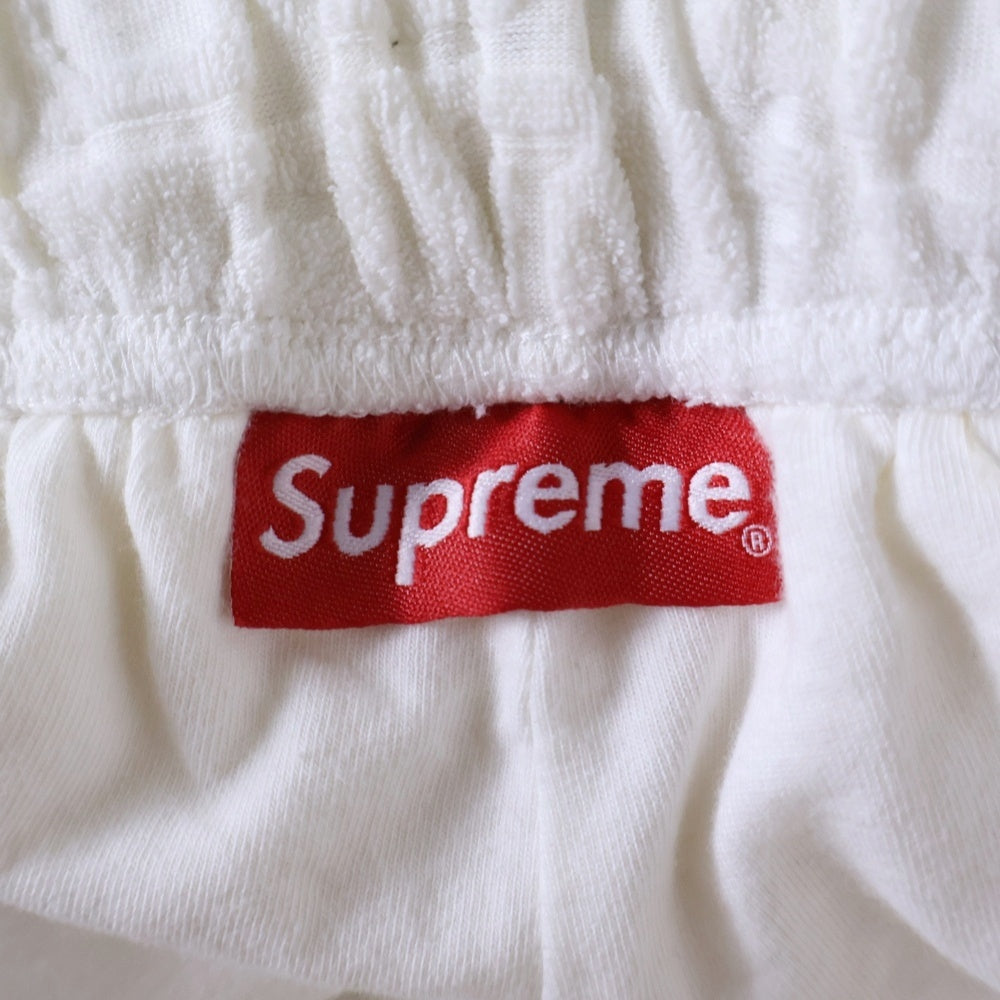 SUPREME(シュプリーム) 17SS Logo Stripe Terry Short ロゴ ストライプ テリー パイル地 ショーツ ハーフパンツ ホワイト