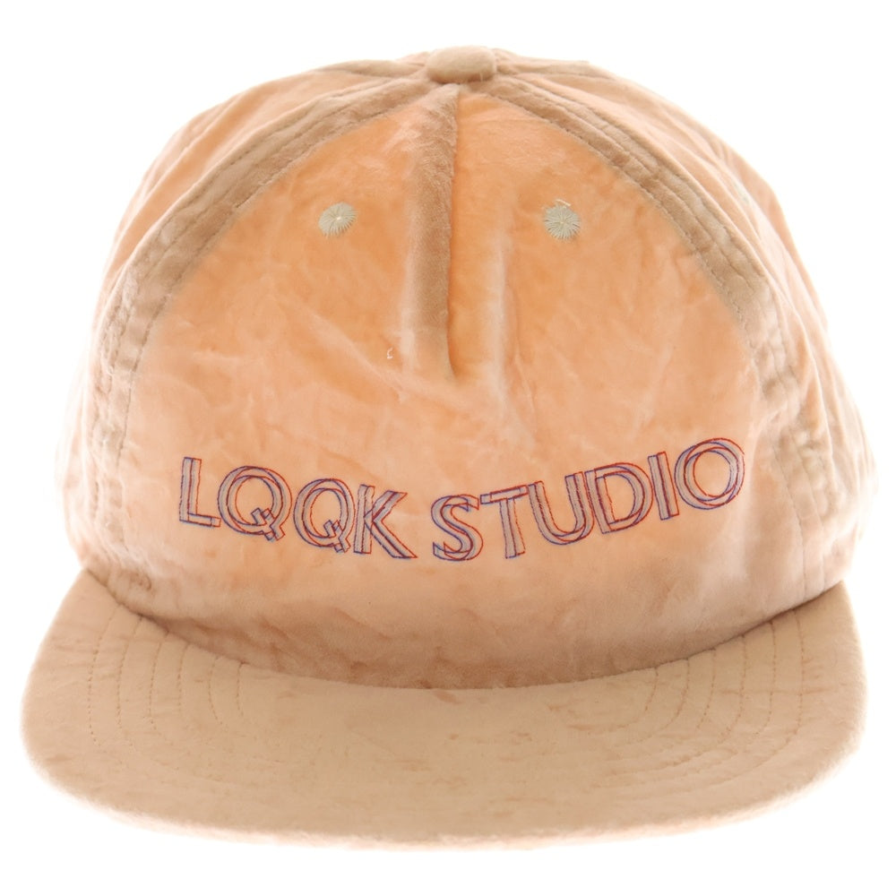 LQQK STUDIO(ルックスタジオ) フロントロゴ ベロア ベースボールキャップ 帽子 ピンク